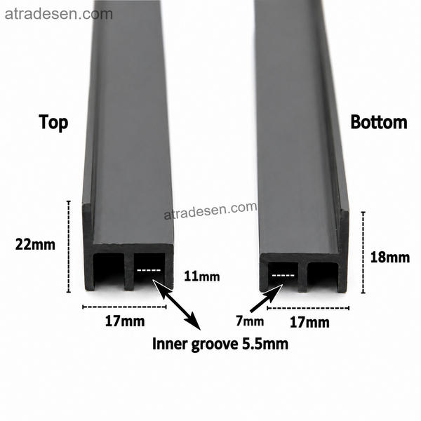 Premium PVC Sliding Door Track Profile (Fits 5mm Glass) | Aquarium Rack E-Channel Guide (Top/Bottom) | 1 Meter Length