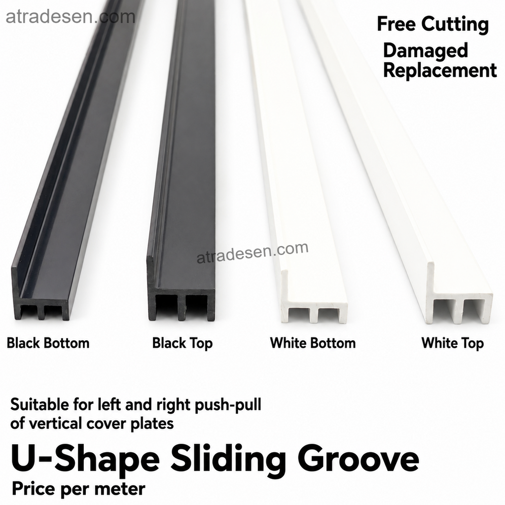 Premium PVC Sliding Door Track Profile (Fits 5mm Glass) | Aquarium Rack E-Channel Guide (Top/Bottom) | 1 Meter Length