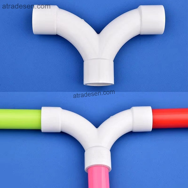 Premium PVC Sweeping Bend & Bullhorn Y-Tee | Low Flow Resistance Aquarium Plumbing | Hydrodynamic Sweep Elbow Joint