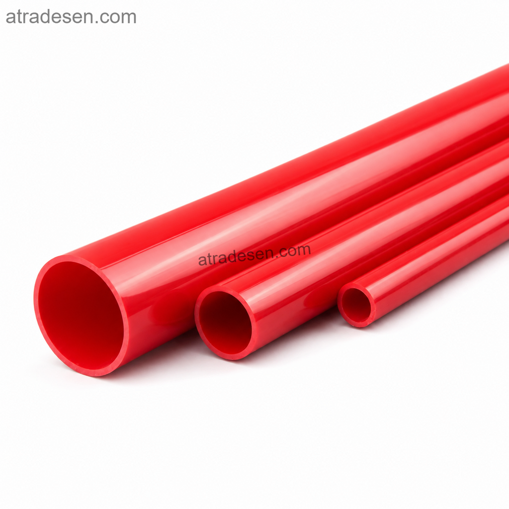 Premium Red UPVC Pipe (20-63mm) | Rigid Water Tube for Aquarium Drain Color-Coding | 1 Meter Set (Two 50cm Pieces)
