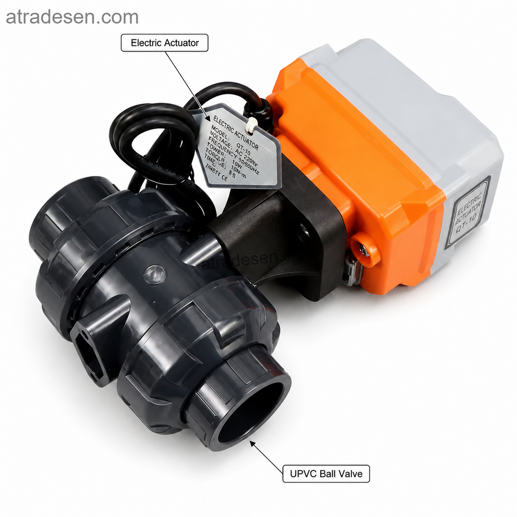 Premium S.H Electric UPVC True Union Ball Valve (20-63mm) | Motorized Auto/Manual Flow Control | 220V Aquarium Automation