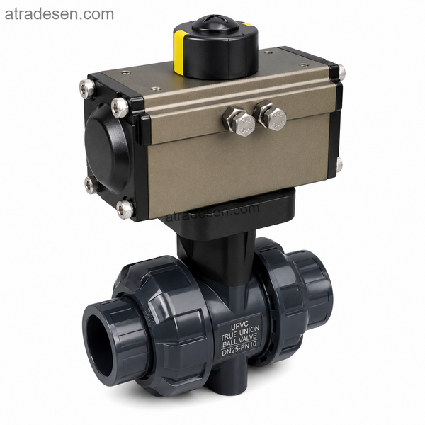 Heavy-Duty S.H Pneumatic UPVC Ball Valve (75-110mm) | Industrial Air Actuated Valve Assembly | Chemical Resistant