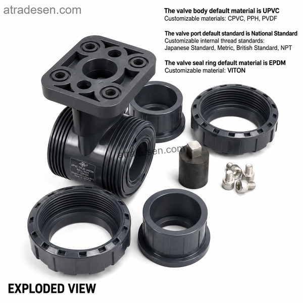 Premium S.H UPVC High Platform True Union Ball Valve (20-63mm) | ISO5211 Actuator Mounting Pad | Automated Plumbing Base