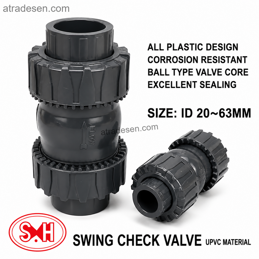 Premium S.H UPVC True Union Ball Check Valve (20-63mm) | 150 PSI Vertical Non-Return Valve | Aquarium Anti-Siphon