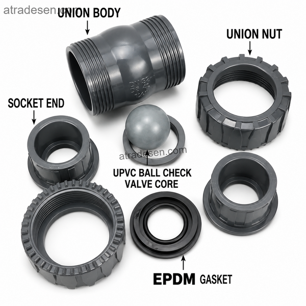 Premium S.H UPVC True Union Ball Check Valve (20-63mm) | 150 PSI Vertical Non-Return Valve | Aquarium Anti-Siphon