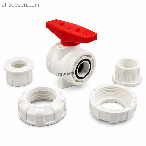 Premium S.H White UPVC True Union Ball Valve (20-50mm) | Mountable Double Disconnect Flow Control | Aquarium Slip Joint
