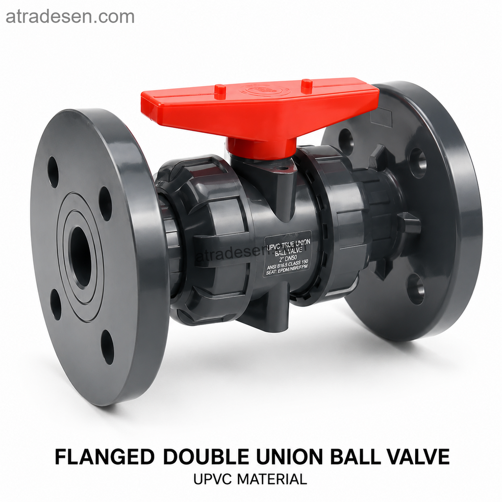 Premium S.H Flanged True Union Ball Valve (20-63mm) | UPVC Heavy-Duty Flow Control | Aquarium Pump Flange Joint