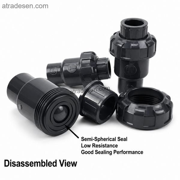 Premium SH UPVC Ball Check Valve (20-63mm) | True Union Anti-Siphon Flapper | Horizontal & Vertical Mount