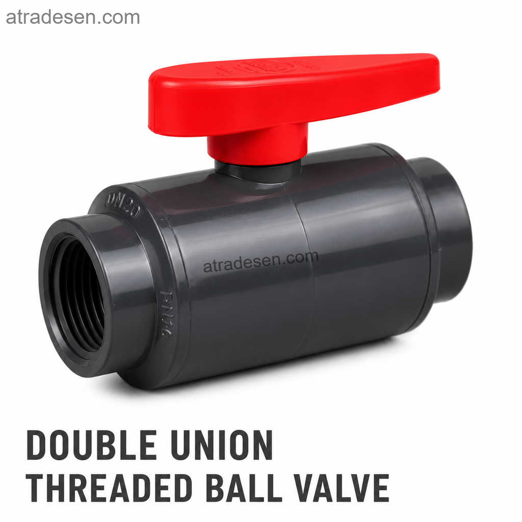 Premium SanKing Grey-Black UPVC Ball Valve (20-63mm) | Compact Aquarium Flow Control Slip Valve | Rigid Pipe Plumbing