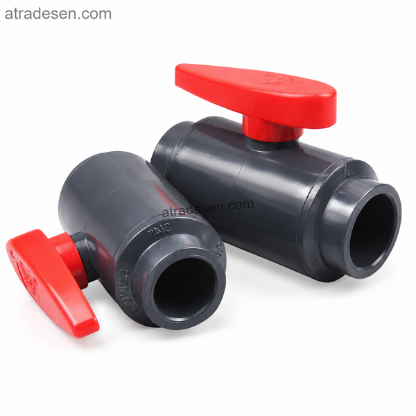 Heavy-Duty SanKing UPVC Ball Valve (75-110mm) | Industrial Grey-Black Flow Control Slip Valve | Chemical Resistant