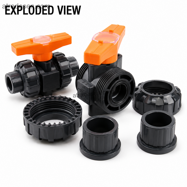 Premium SanKing UPVC True Union Ball Valve (20-63mm) | 150 PSI Aquarium Flow Control | NSF Certified Double Disconnect