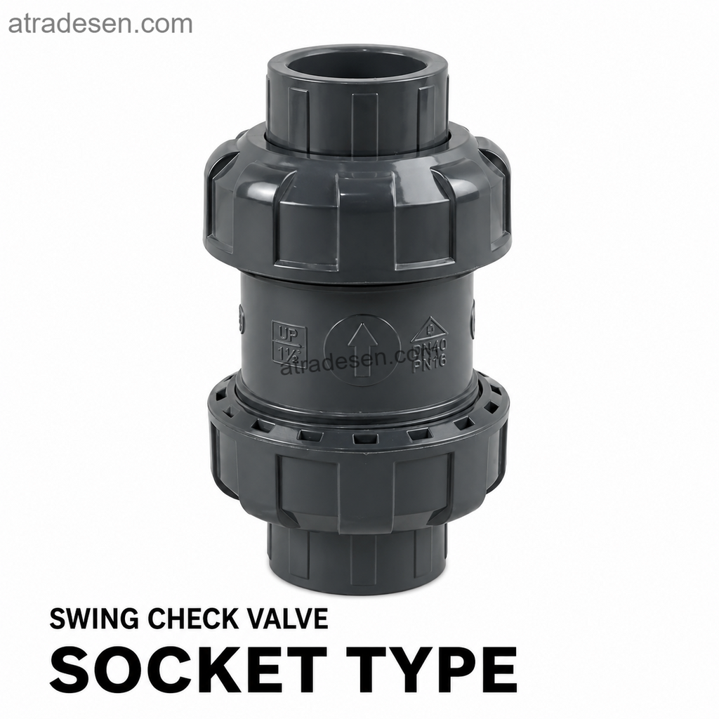 Premium SanKing UPVC True Union Swing Check Valve (20-63mm) | 150 PSI Flapper Non-Return Valve | Horizontal & Vertical Mount