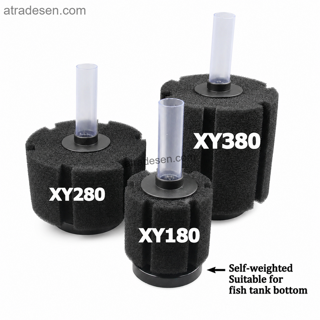 Premium Self-Weighted Aquarium Sponge Filter (XY-180/280/380) | Air-Driven Bottom Bio-Filter for Fry & Shrimp | Air Pump Required