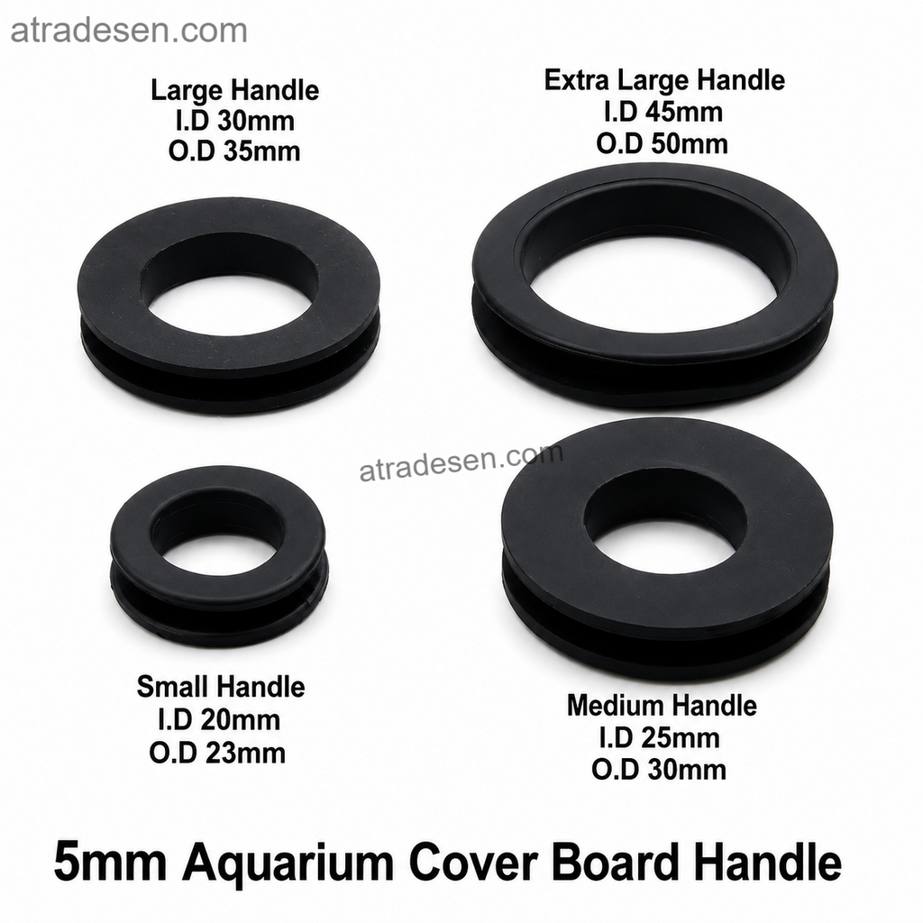 Premium Silicone Aquarium Lid Handle (Fits 4-6mm Glass) | Flush Mount Sliding Door Pull Ring | Cover Board Hole Grommet