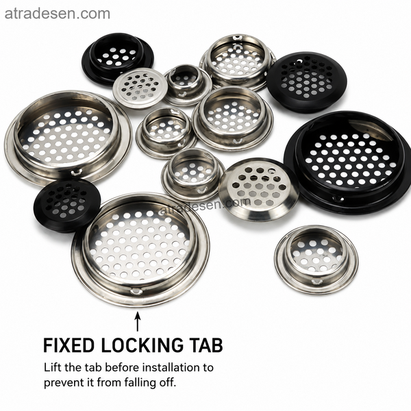 Premium Stainless Steel Round Air Vent Cover (19-55mm)  Cabinet Ventilation Louver & Aquarium Drain Mesh Filter