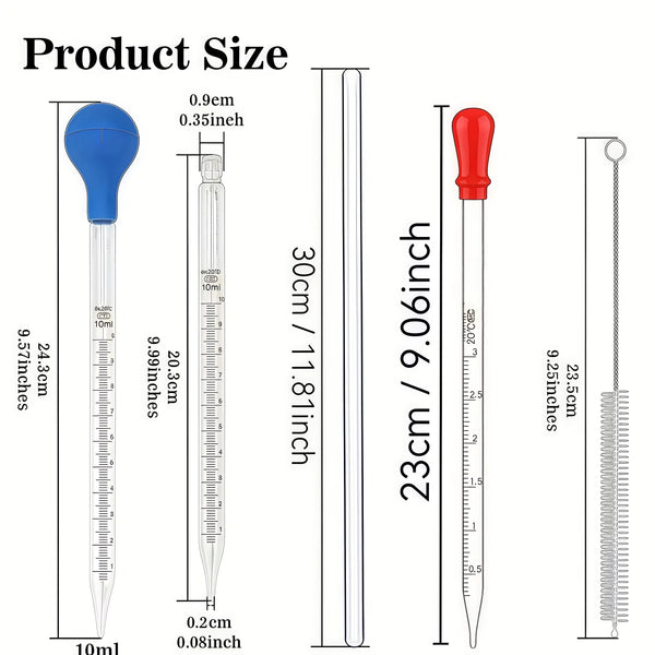 Premium Thick Glass Graduated Dropper Pipette Set | Liquid Dosing Syringe for Aquarium Water Testing & Coral Feeding