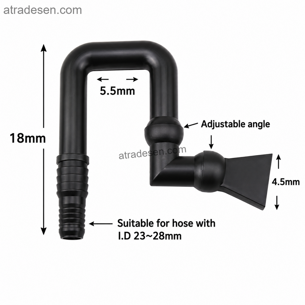 Premium U-Shape Hang-On Aquarium Return Pipe | No-Drill Over-The-Wall Duckbill Nozzle (Fits 23-28mm I.D. Hose)