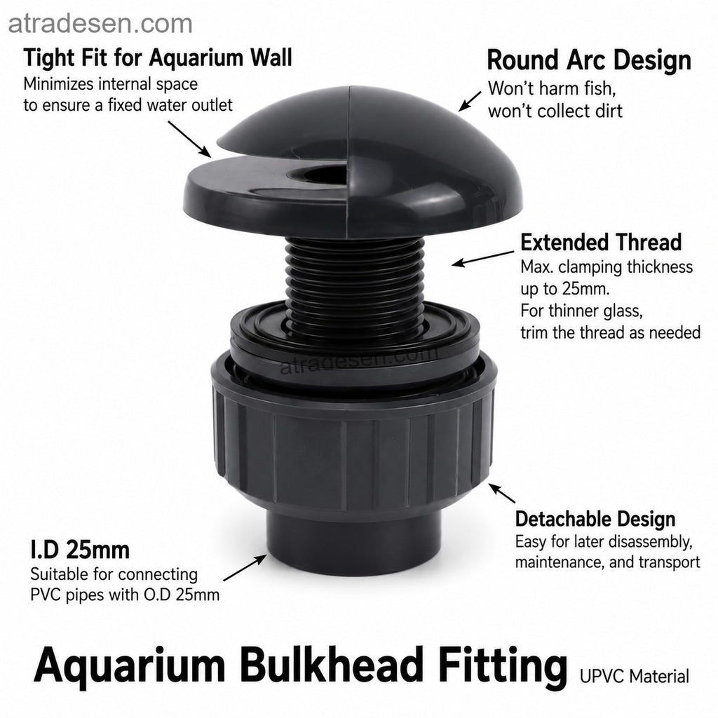 Premium UPVC 180° Fan-Shaped Aquarium Water Inlet (25mm) | Detachable Wall-Mounted Return Bulkhead | Fish-Safe Arc Design