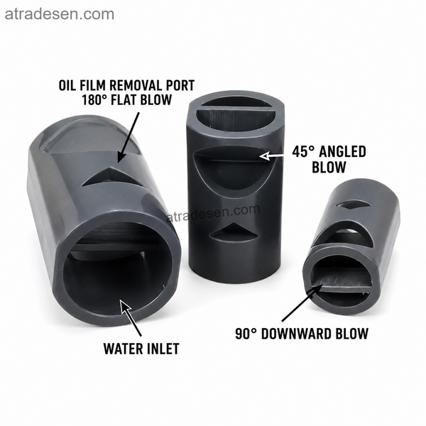 Premium UPVC 3-Way Flow Buffer Outlet Nozzle (20-32mm) | Aquarium Surface Skimmer & Bottom Sweeper | Space-Saving Return