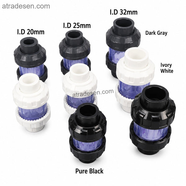 Premium UPVC Clear Lift Check Valve (20-32mm) | Silent Aquarium Anti-Siphon Non-Return Valve | True Union Plumbing
