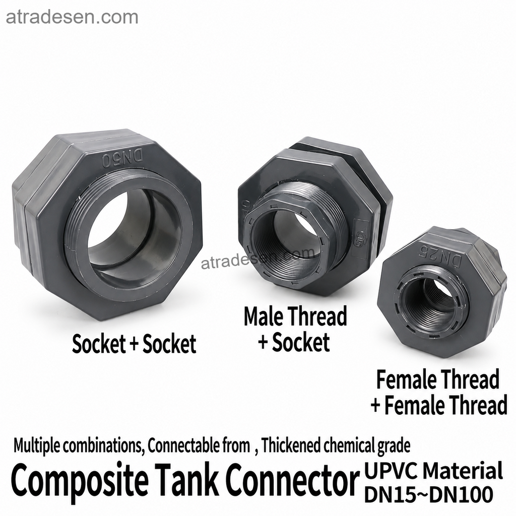 UPVC Bulkhead Tank Connector | Double Female Thread (FPT x FPT) | Fish Tank & Pool Plumbing