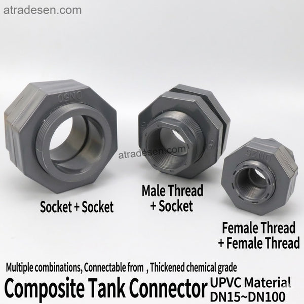 UPVC Tank Connector Bulkhead | Female Thread x Socket Slip | Water Tower & Aquarium Valve Adapter