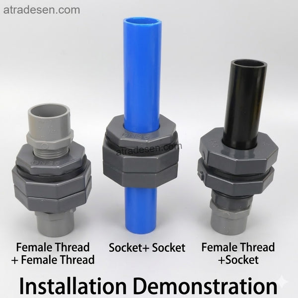 UPVC Bulkhead Tank Connector | Double Female Thread (FPT x FPT) | Fish Tank & Pool Plumbing