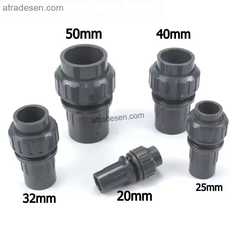 Premium UPVC Detachable Aquarium Bulkhead (20-50mm) | Single-End Union Tank Connector | Quick-Release Plumbing