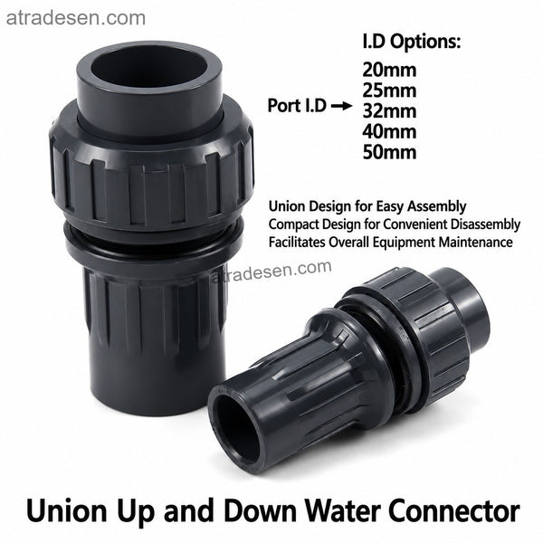 Premium UPVC Detachable Aquarium Bulkhead (20-50mm) | Single-End Union Tank Connector | Quick-Release Plumbing