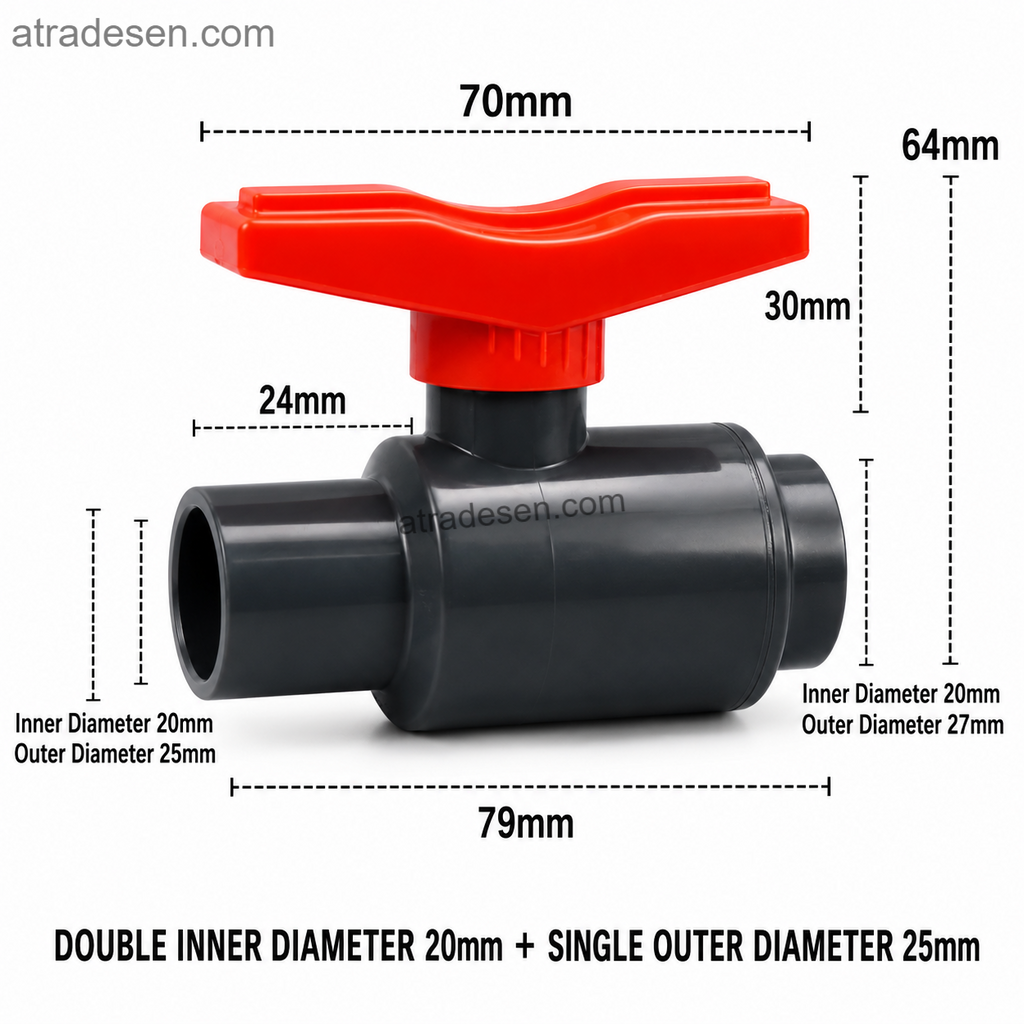 Premium UPVC Dual-Connection Compact Ball Valve (20-63mm) | Space-Saving Slip & Spigot Flow Control | Aquarium Plumbing
