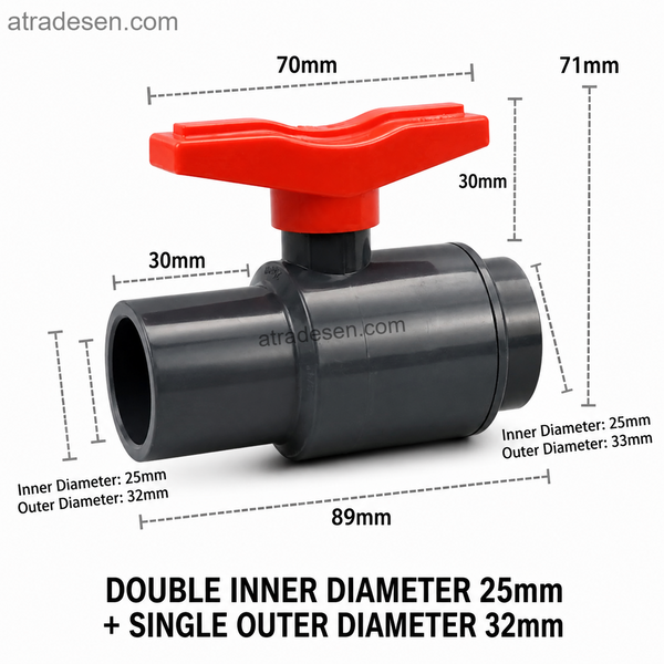 Premium UPVC Dual-Connection Compact Ball Valve (20-63mm) | Space-Saving Slip & Spigot Flow Control | Aquarium Plumbing