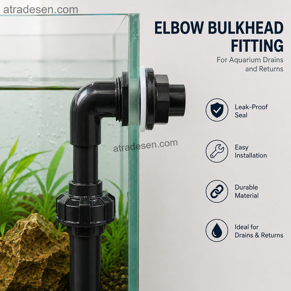 Premium UPVC Extended Elbow Bulkhead (20-32mm)  Double Seal Leak Protection  Aquarium Overflow & Drain Connector