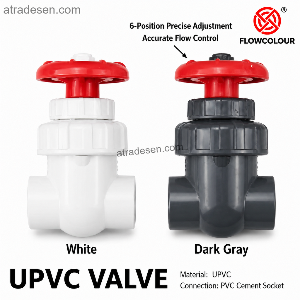 Premium UPVC Gate Valve (20-63mm) | Precision Handwheel Flow Control | Aquarium Micro-Adjust Sump Drain Valve