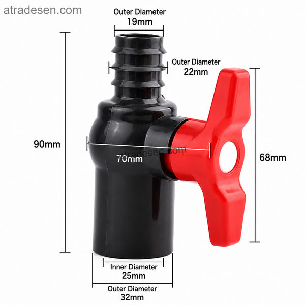 Premium UPVC Hybrid Ball Valve (25mm Slip to 20mm Barb) | Rigid Pipe to Soft Hose Adapter | Aquarium & Irrigation Flow Control