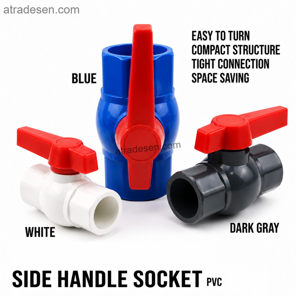 Premium UPVC Side-Handle Compact Ball Valve (20-63mm) | Easy-Turn Ergonomic Flow Control | Space-Saving Slip Joint