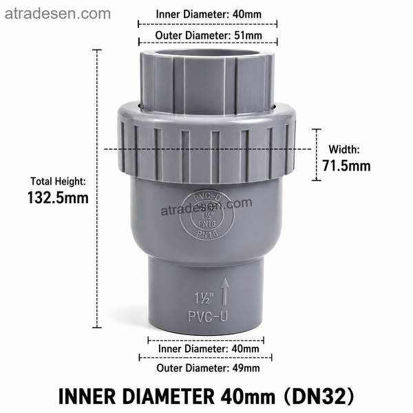 Premium UPVC Single Union Spring Check Valve (32-63mm) | Horizontal & Vertical Mount Non-Return Valve | Aquarium Plumbing