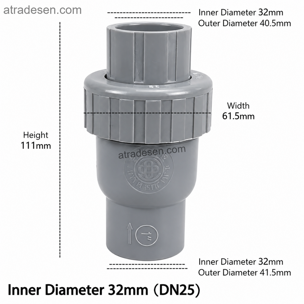 Premium UPVC Single Union Spring Check Valve (32-63mm) | Horizontal & Vertical Mount Non-Return Valve | Aquarium Plumbing