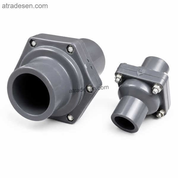 Heavy-Duty UPVC Bolted Swing Check Valve (90-200mm) | Industrial Flapper Non-Return Valve | High Volume Flow Control