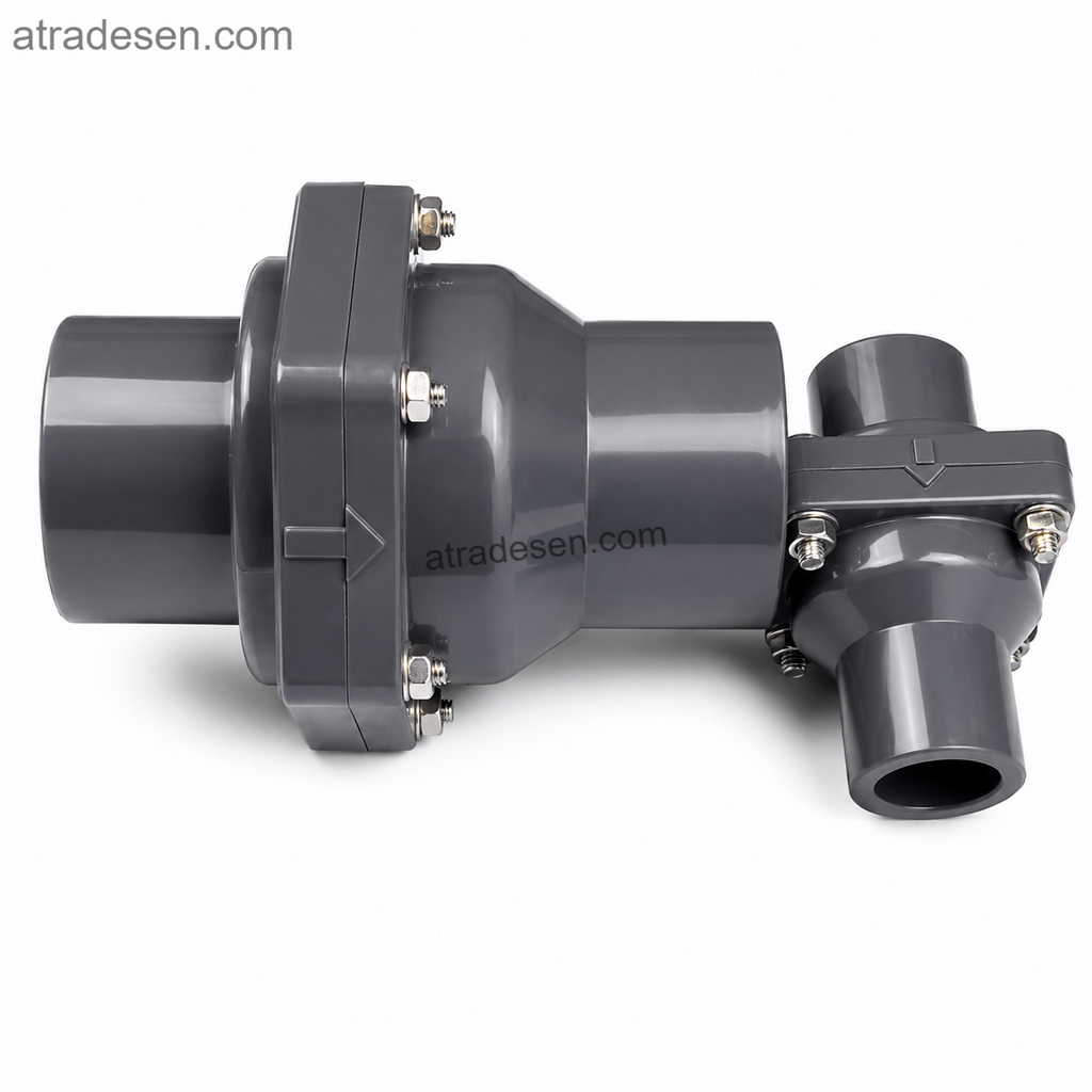 Heavy-Duty UPVC Bolted Swing Check Valve (90-200mm) | Industrial Flapper Non-Return Valve | High Volume Flow Control
