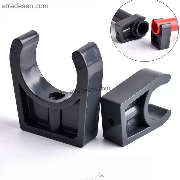 Premium UPVC U-Type Pipe Clamp - Interlocking Snap-In Tube Clip Holder (I.D 20-63mm)