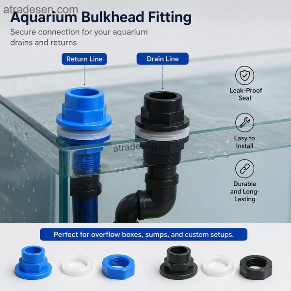 Premium Upgraded Aquarium Bulkhead Fitting - Thickened PVC Inflow Outflow Tank Connector