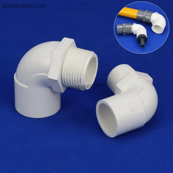 Premium White PVC 90-Degree Male Elbow (20mm-32mm) - Slip x MPT Threaded Fitting