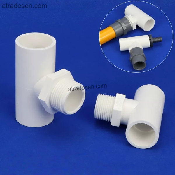 Premium White PVC Male Branch Tee (20mm-32mm) - Slip x Slip x MPT Threaded Connector
