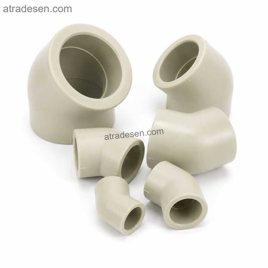 S.H PPH 45-Degree Socket Fusion Elbow | S5 1.25MPa Chemical-Grade Hot-Melt Pipe Bend Joint (20mm - 110mm) - Atradesen