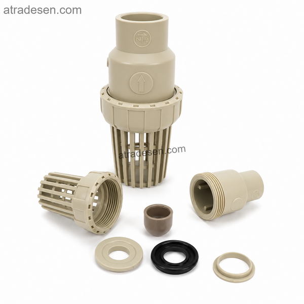 S.H PPH Ball Foot Valve | S5 1.25MPa Chemical-Grade Hot-Melt Socket Fusion Non-Return Strainer Joint (25mm - 110mm)