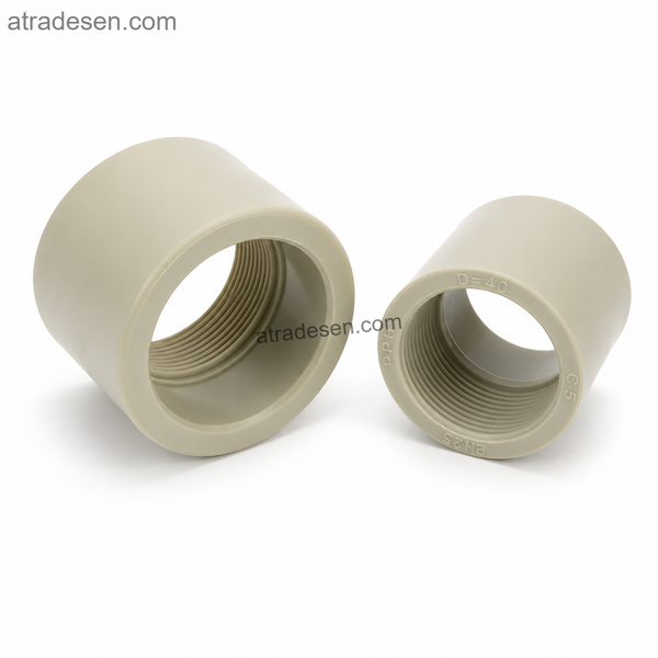 S.H PPH Female Thread Connector | S5 1.25MPa Chemical-Grade Hot-Melt Socket to Female Thread Straight Joint (20mm - 63mm)