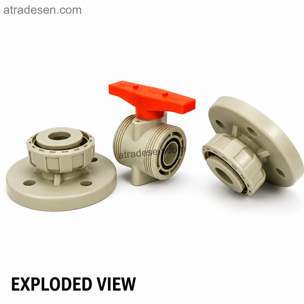 S.H PPH Flanged True Union Ball Valve | S5 1.25MPa Chemical-Grade Double Union Bolt-Face Valve (1/2
