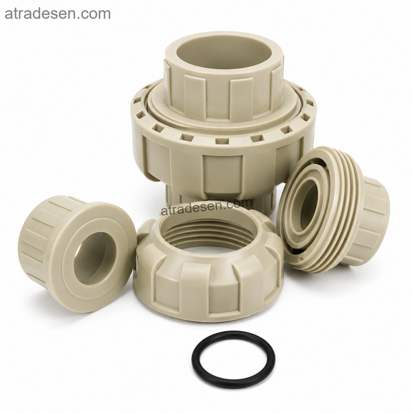 S.H PPH Socket Fusion Union Joint | S5 1.25MPa Chemical-Grade Hot-Melt True Union Coupling Fitting (20mm - 110mm)