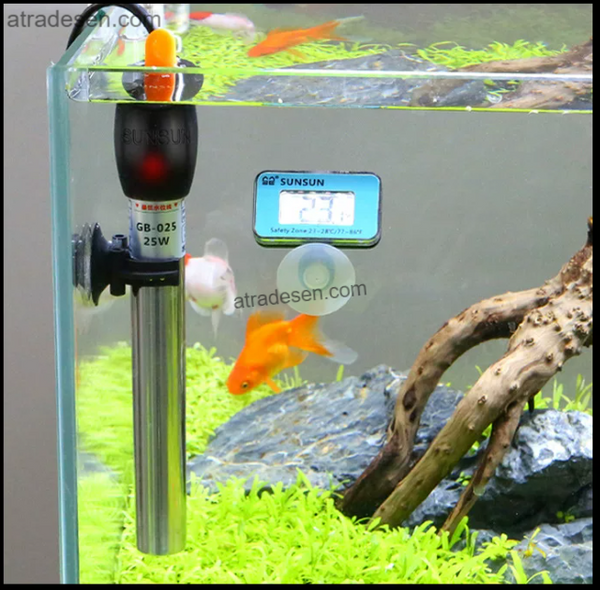 SUNSUN GB Series Stainless Steel Aquarium Heater (25-500W) | Anti-Explosion Submersible Thermostat | Freshwater Tank