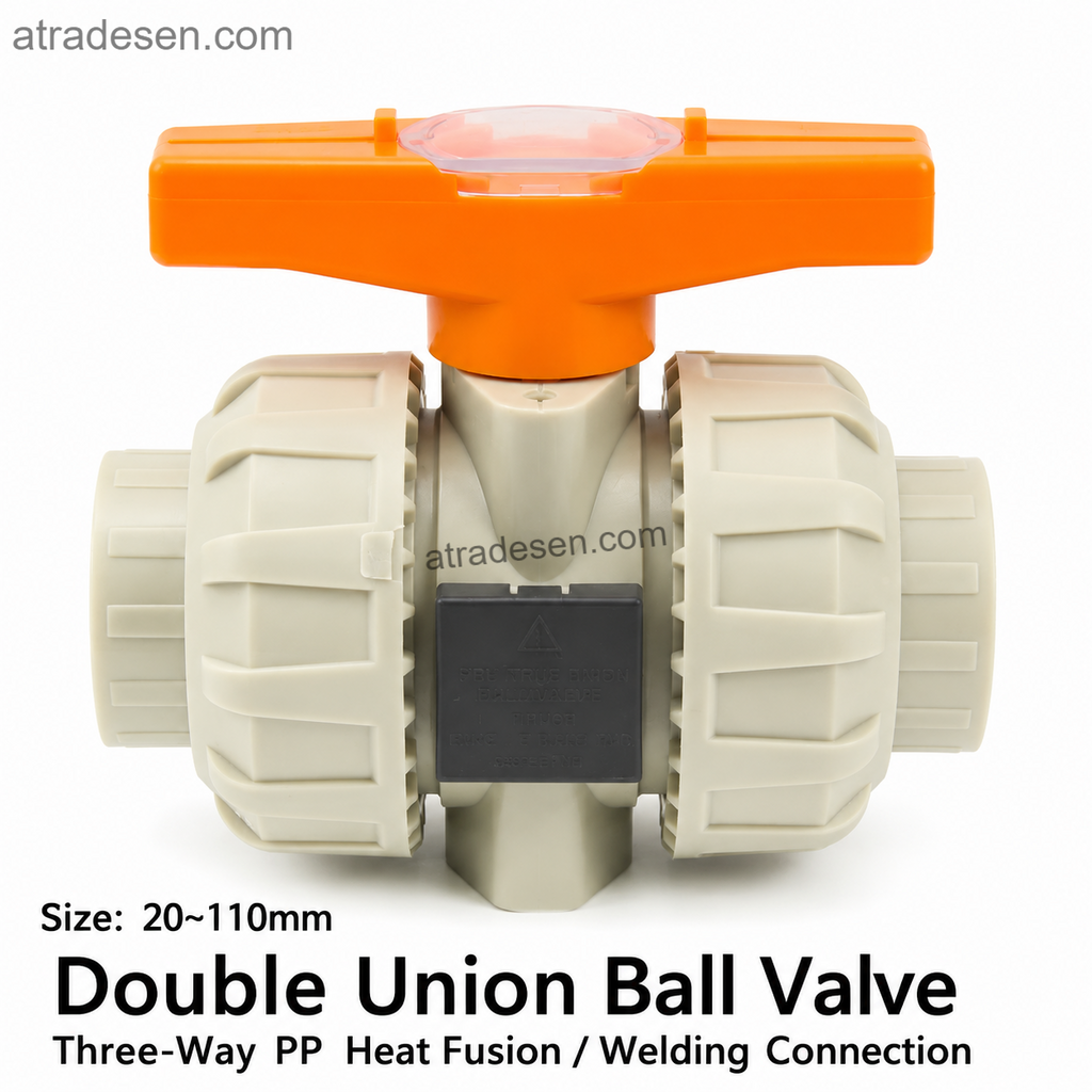 Sanking PPH True Union Ball Valve | S5 1.0MPa Hot-Melt Socket Fusion Double Union Chemical Pipe Valve (1/2" to 4") - Atradesen